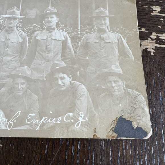 Real Photo Postcard Vintage Military Soldiers 1st Squad 5th Infantry Empire RPPC - Picture 5 of 7